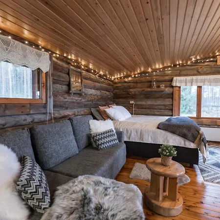 Lapland Northern Lights Cabin - Wooden Sauna شقة *